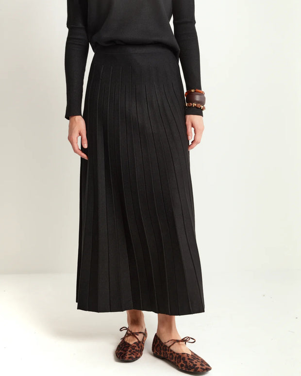 Knit Pleated Ankle Skirt