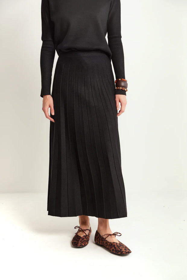 Knit Pleated Ankle Skirt