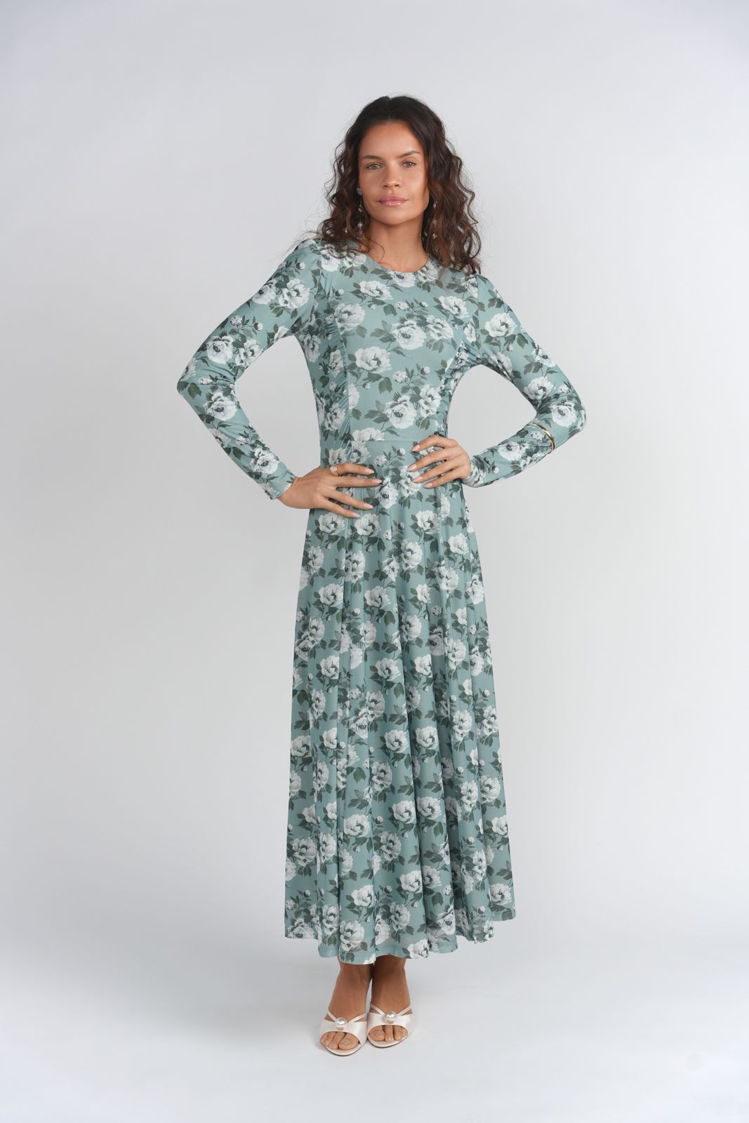 Ruched side detail mesh dress