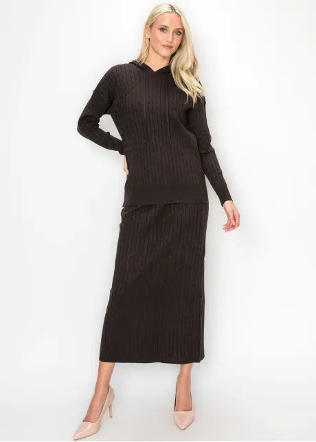 Solid rope knit sweater