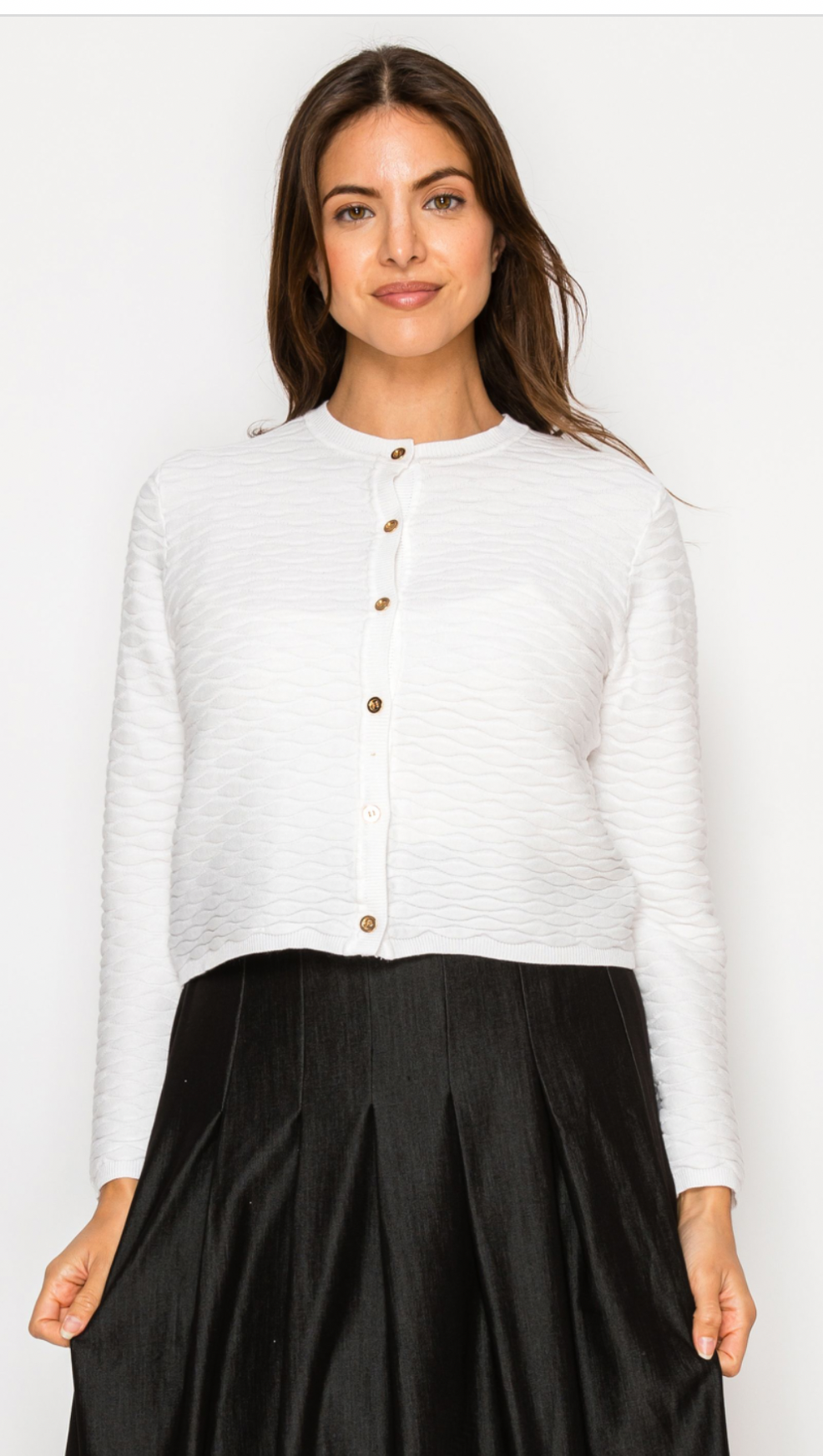 Solid Textured Knit Cardi