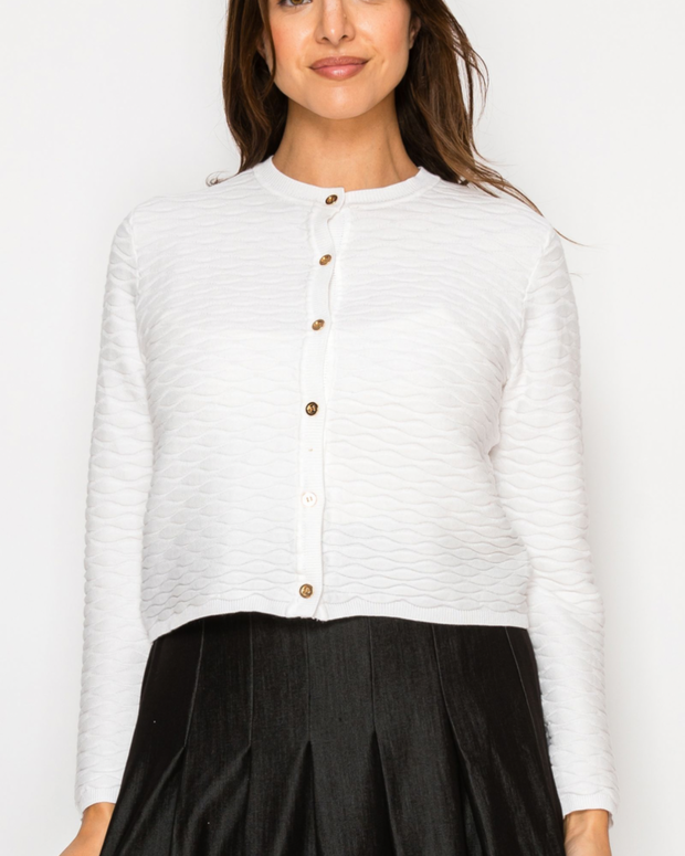 Solid Textured Knit Cardi