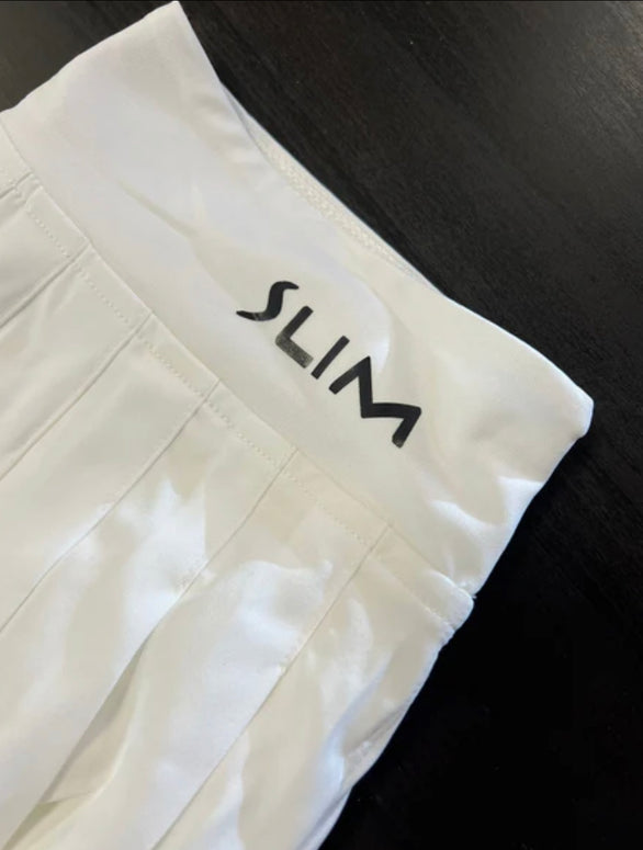 Varsity Pleated  White Skirt -Slim Skirt