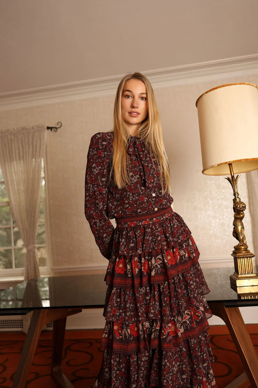 CHELSEA FLORAL RUFFLE SKIRT