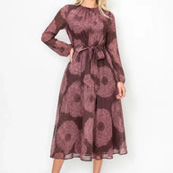 Floral belted mauve dress