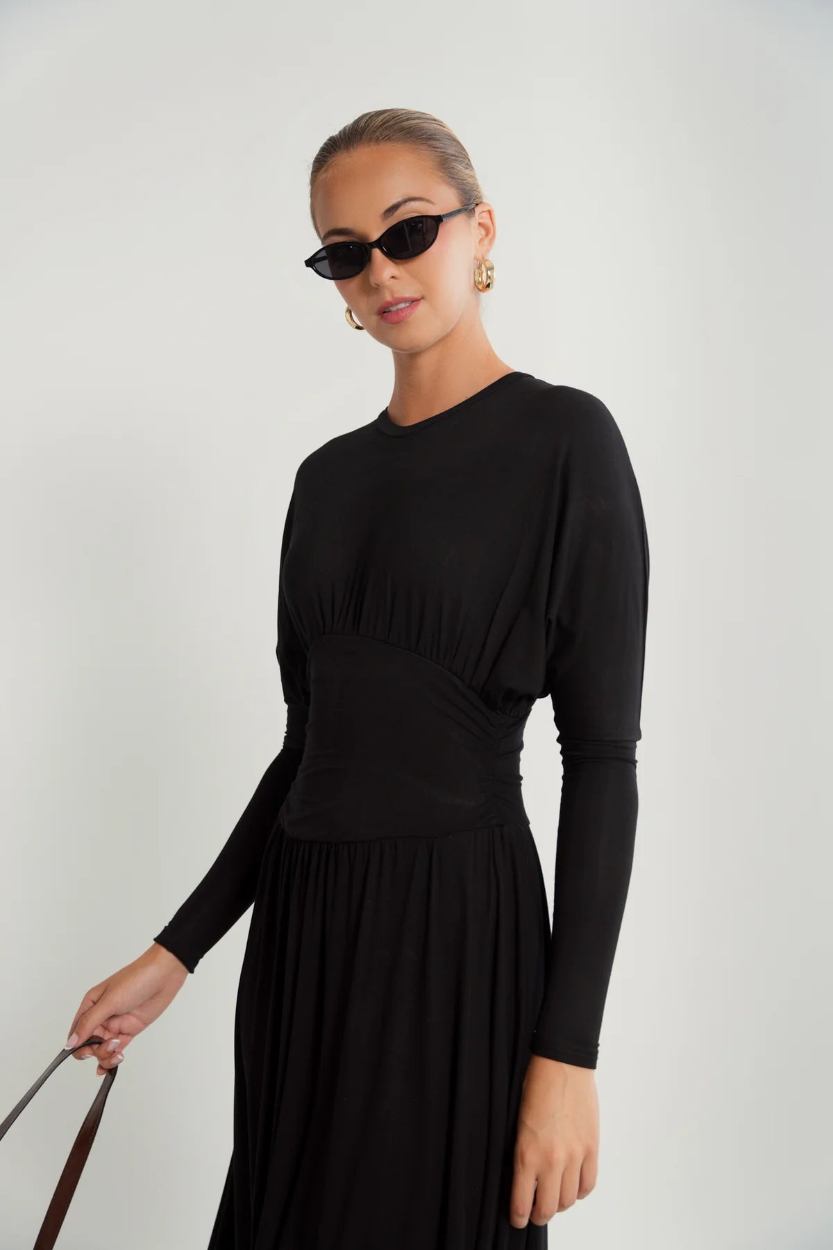 V-Neck Gathered Dress