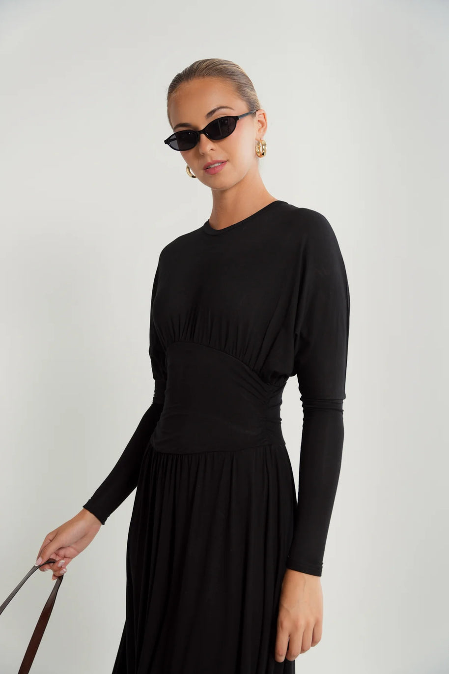 V-Neck Gathered Dress