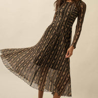 Floral Mesh Drop-Waist Midi Dress