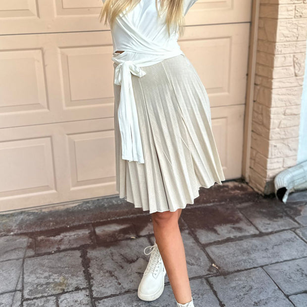 Tan messy pleat skirt - Fringe Boutique