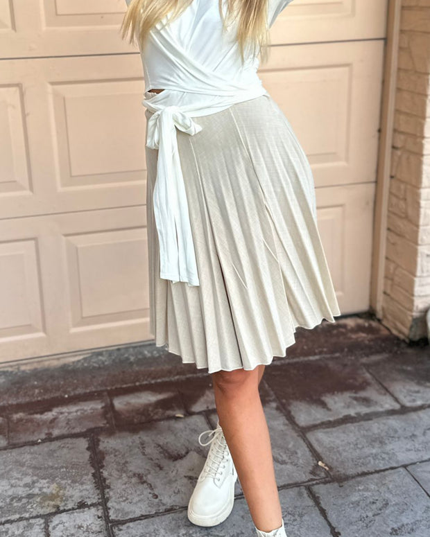 Tan messy pleat skirt - Fringe Boutique