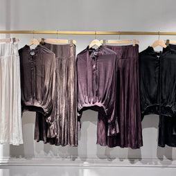 Reese set: blouse & flowing skirt burgundy