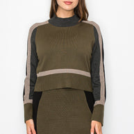 Stripe Mock Pullover Sweater - YAL