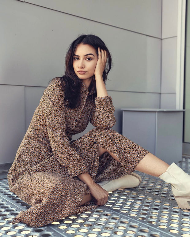 Printed Shirt Dress-Modivea - Fringe Boutique