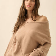 V-Neck Exposed-Seam Sweater