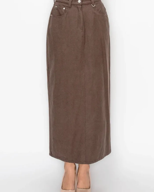 denim style midi skirt￼
