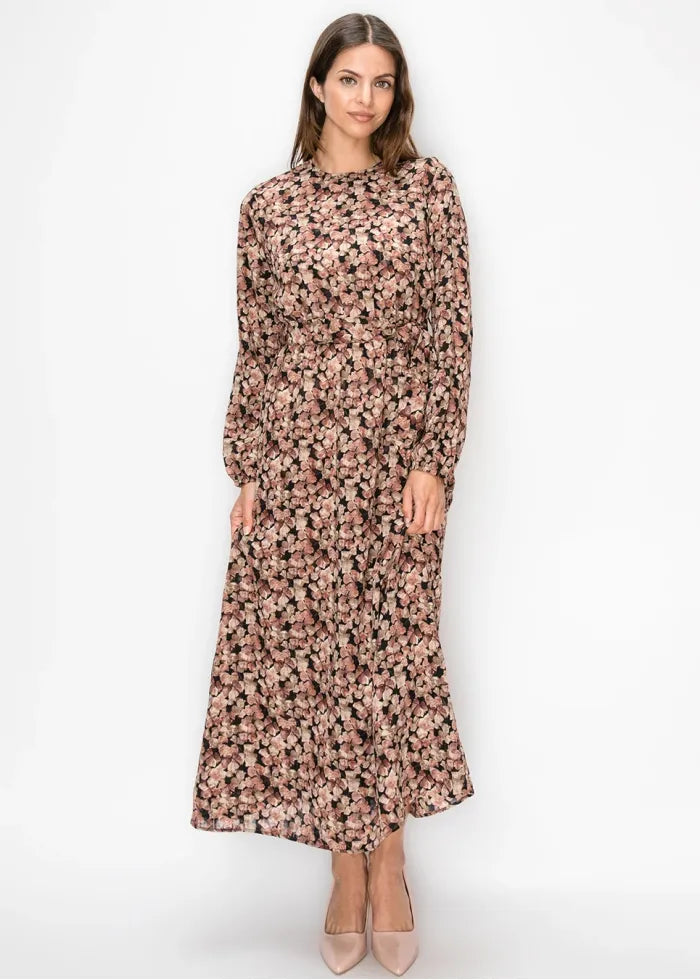 Belted floral dress
