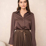 Léa satin shirt (S-M-L-XL) FW26 - CK08091: Choco / 1S-1M-1L-1XL