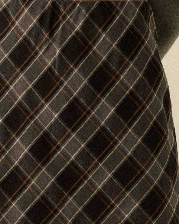 Ombre Dip-Dye Plaid Bias-Cut Maxi Skirt