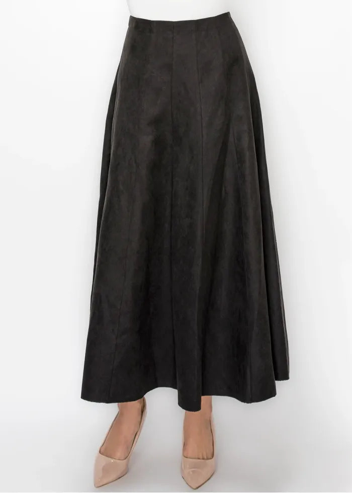 Panelled suede skirt