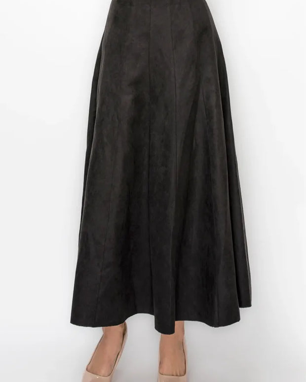 Panelled suede skirt
