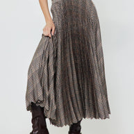 Plaid Pleated Midi Skirt S Multi