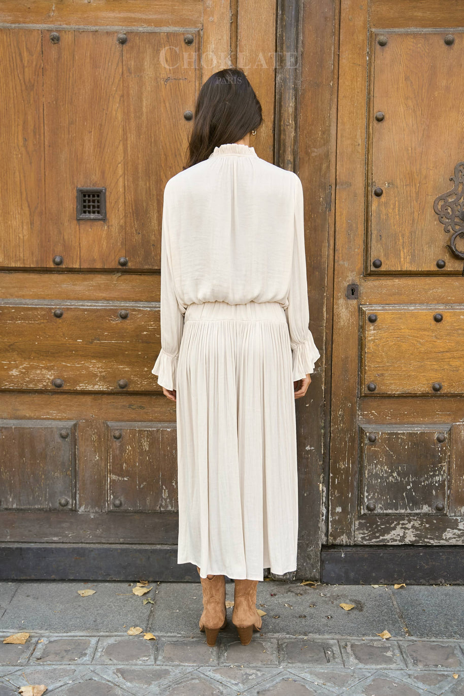 Reese set: blouse & flowing skirt burgundy