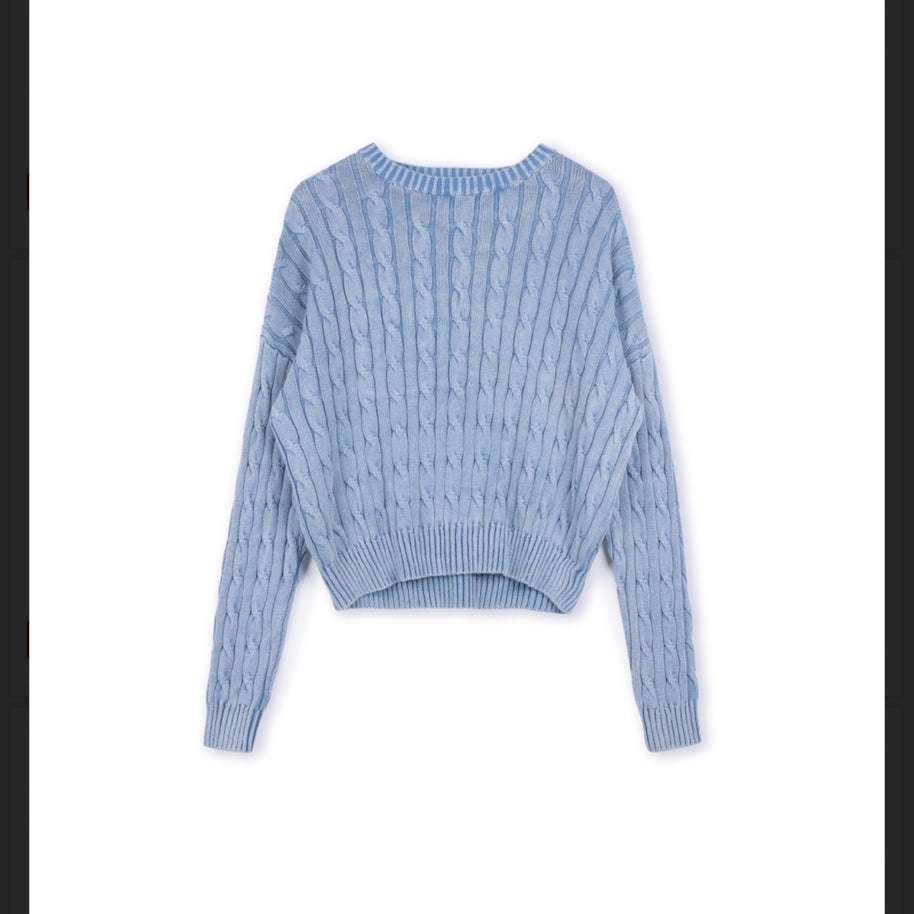 cable knit washed top -junee