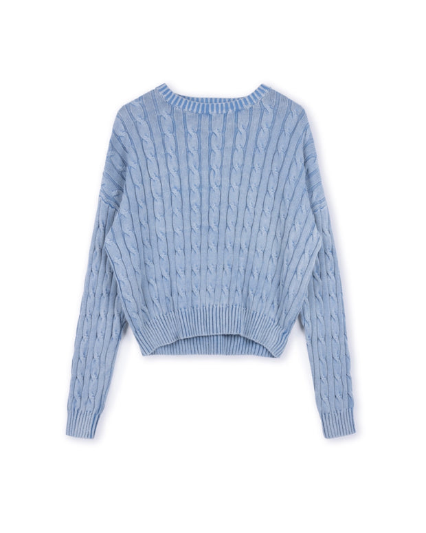 cable knit washed top -junee - Fringe Boutique