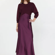 Sweater Mixed Media Midi Dress S Boysenberry