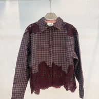 Cotton shirt with lace inserts