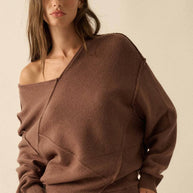 V-Neck Exposed-Seam Sweater