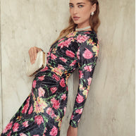 Side Ruched velvet dress-ALV