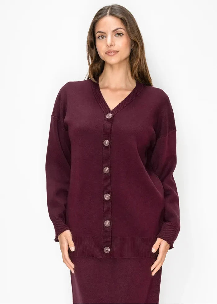 V-neck knit cardi
