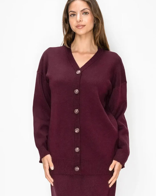 V-neck knit cardi