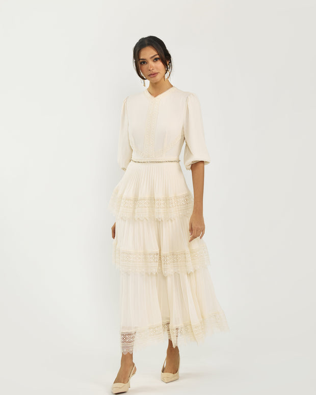 Lace Tier Maxi Dress - Fringe Boutique