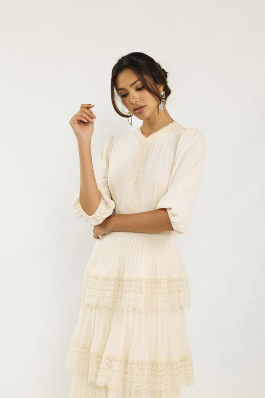 Lace Tier Maxi Dress - Fringe Boutique