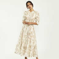 Linen Panel Belted Maxi Dress