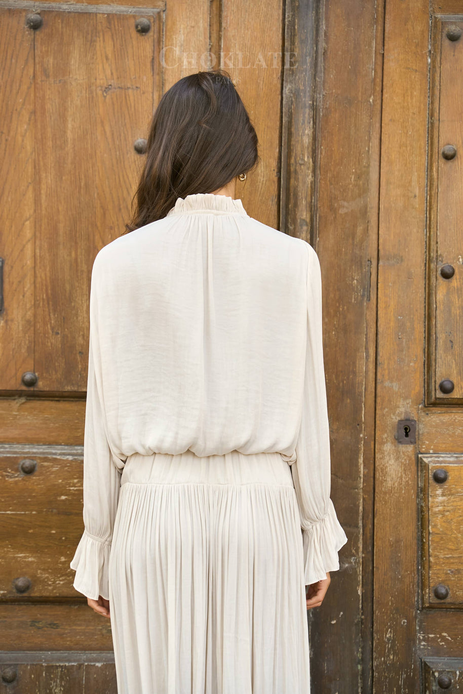 Reese set: blouse & flowing skirt burgundy