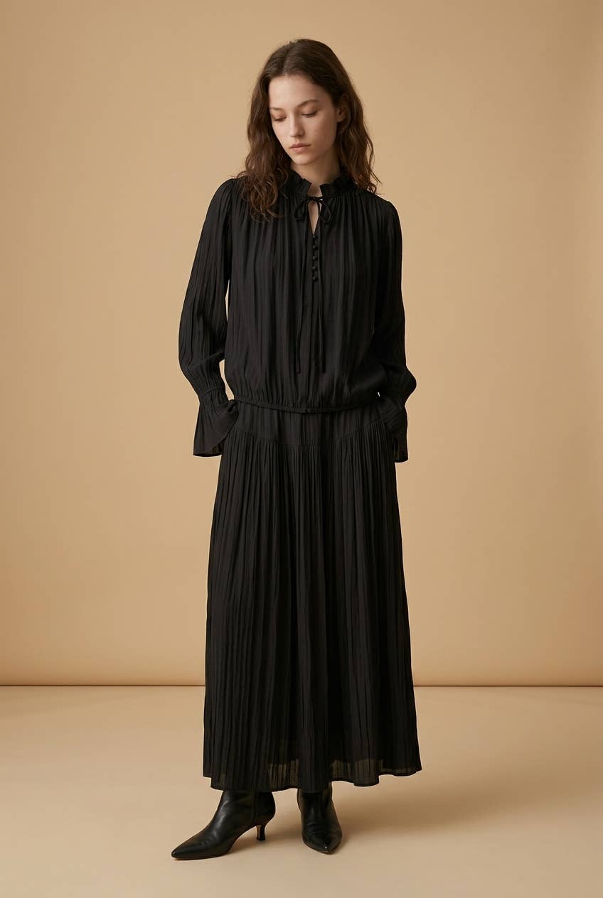 Reese set: blouse & flowing skirt burgundy