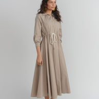 Button down rope belt maxi dress