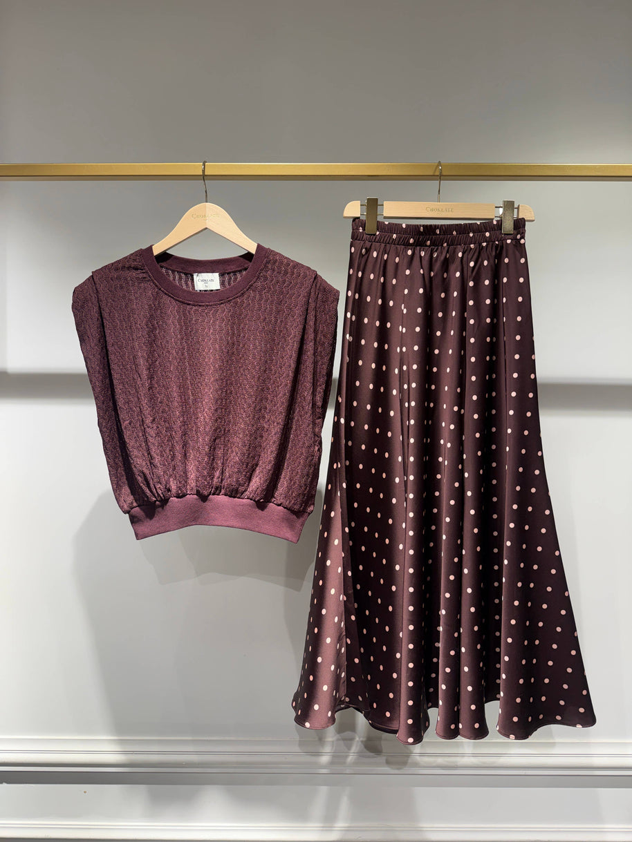 Valentine satin polka-dot print skirt