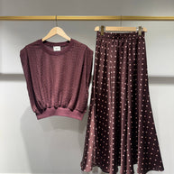 Valentine satin polka-dot print skirt