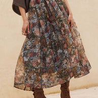 Organza Pleated Midi Skirt