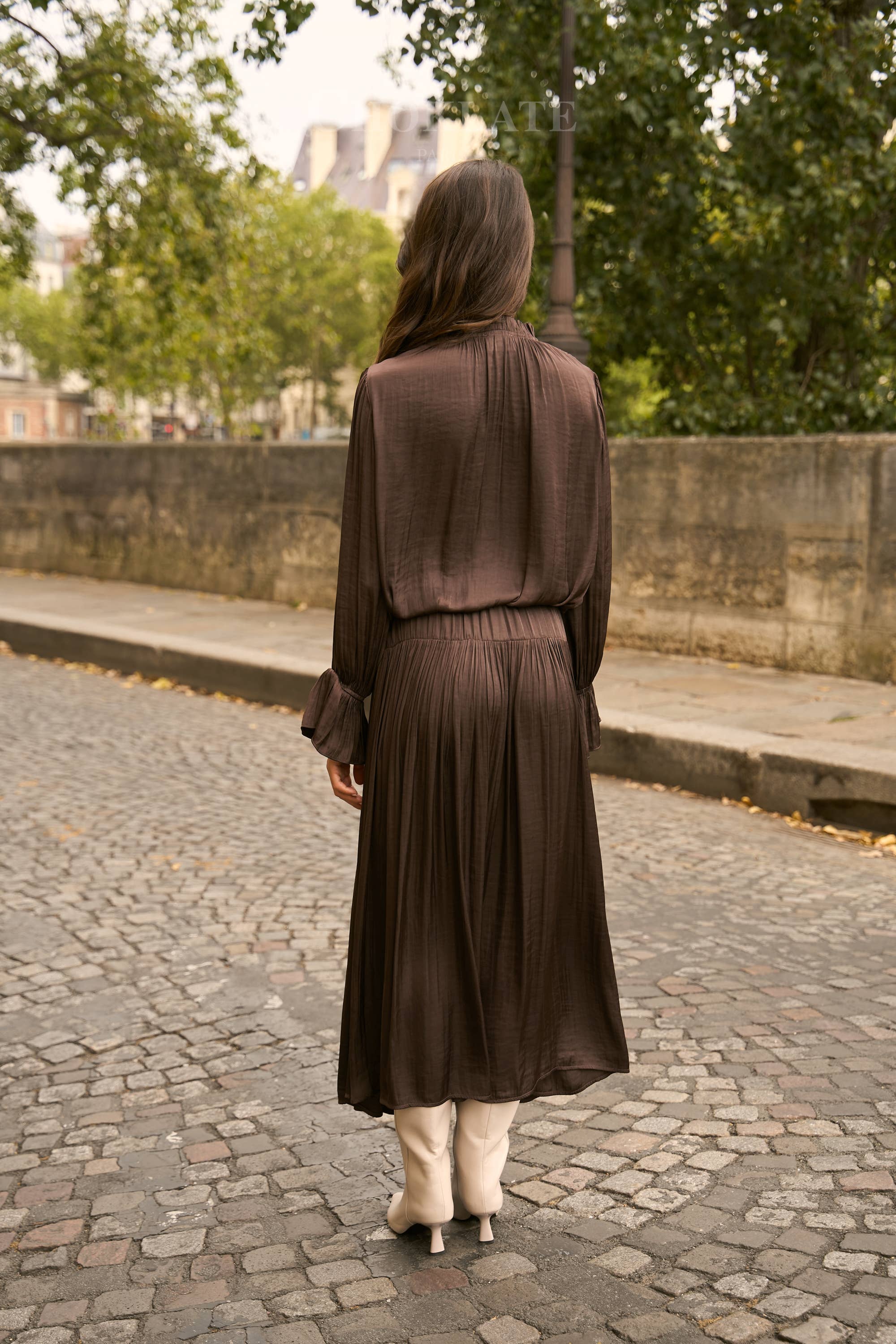 Reese set: blouse & flowing skirt burgundy