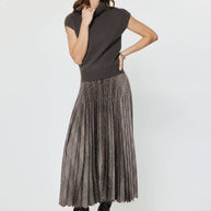 Plaid Pleated Midi Skirt