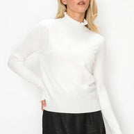 Burgundy ruffle mock neck