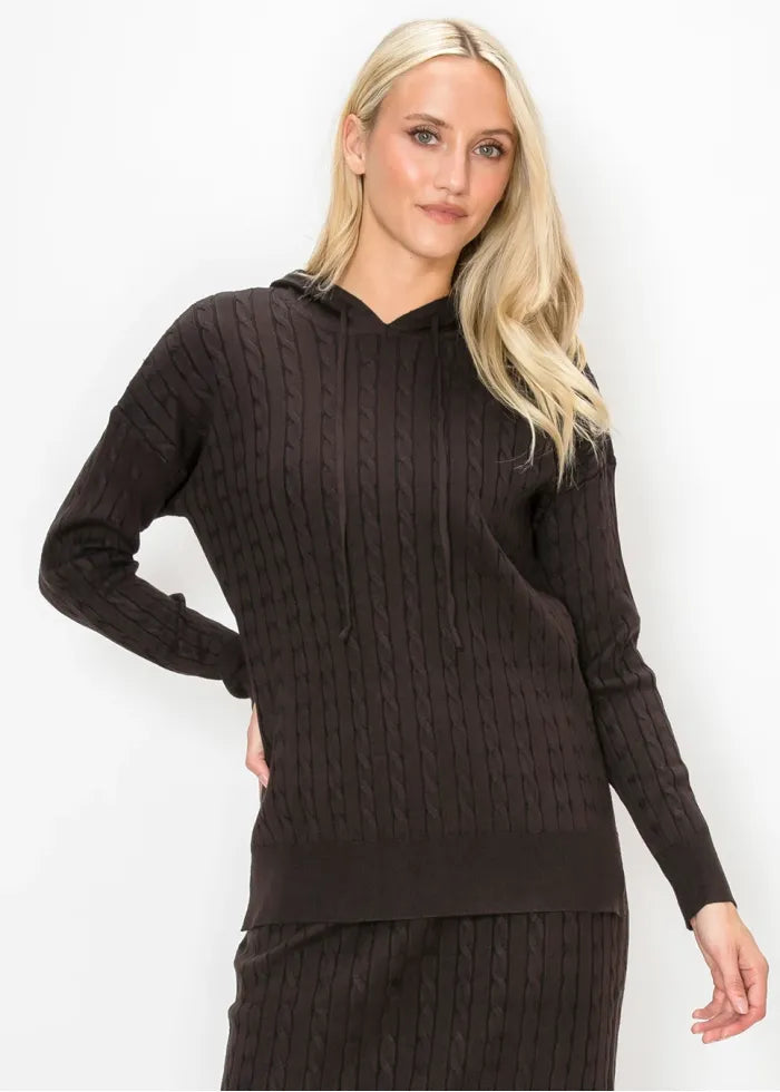 Solid rope knit sweater