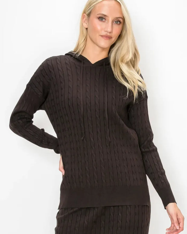 Solid rope knit sweater