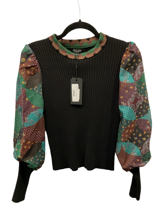 Knit Top with Printed Sleeves- Luella