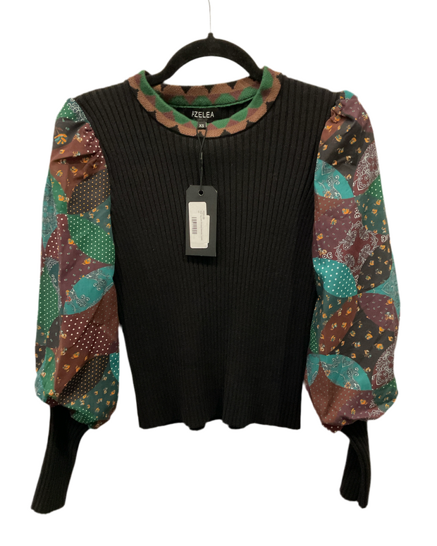 Knit Top with Printed Sleeves- Luella - Fringe Boutique